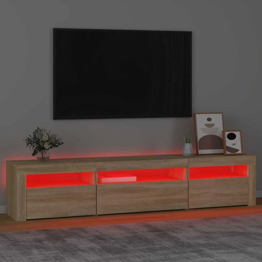 TV staliukas Televizoriaus spintelė su LED apšvietimu, ąžuolo, 195x35x40cm