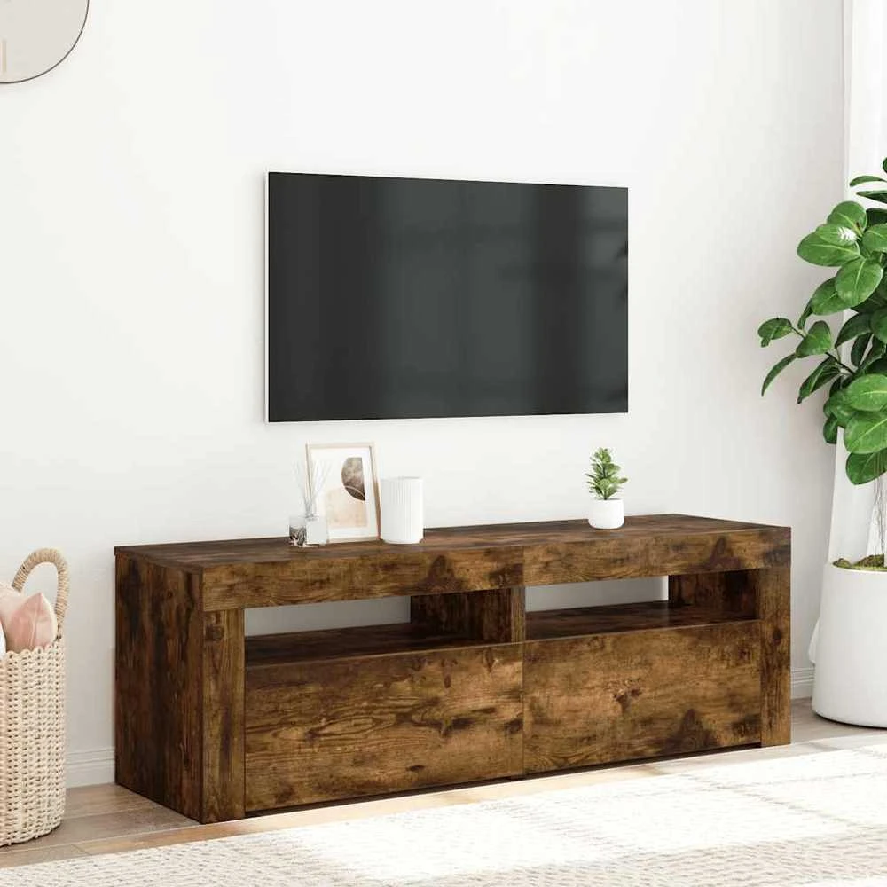 TV staliukas Televizoriaus spintelė su LED, dūminio ąžuolo, 120x35x40cm