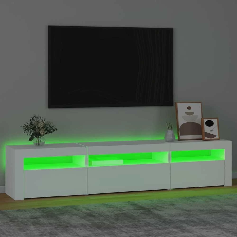 TV staliukas Televizoriaus spintelė su LED apšvietimu, balta, 195x35x40cm