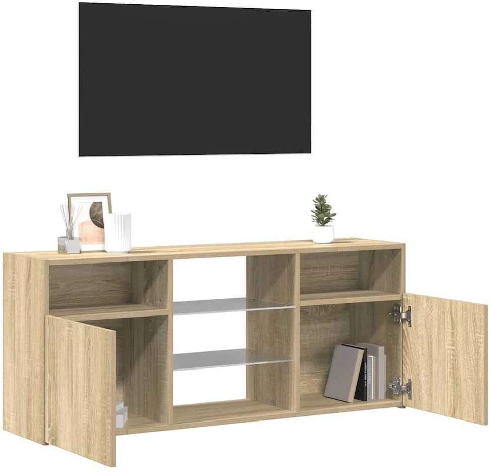 TV staliukas Televizoriaus spintelė su LED apšvietimu, ąžuolo, 120x30x50cm