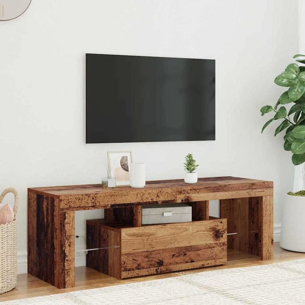 TV staliukas Televizoriaus spintelė su LED, medienos, 120x36,5x40cm, mediena