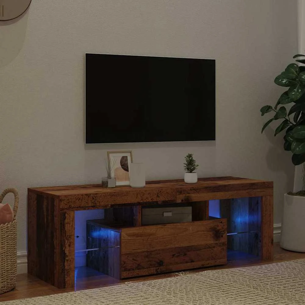 TV staliukas Televizoriaus spintelė su LED, medienos, 120x36,5x40cm, mediena