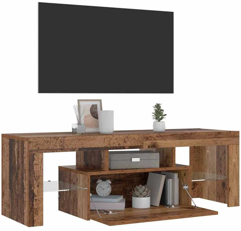 TV staliukas Televizoriaus spintelė su LED, medienos, 120x36,5x40cm, mediena