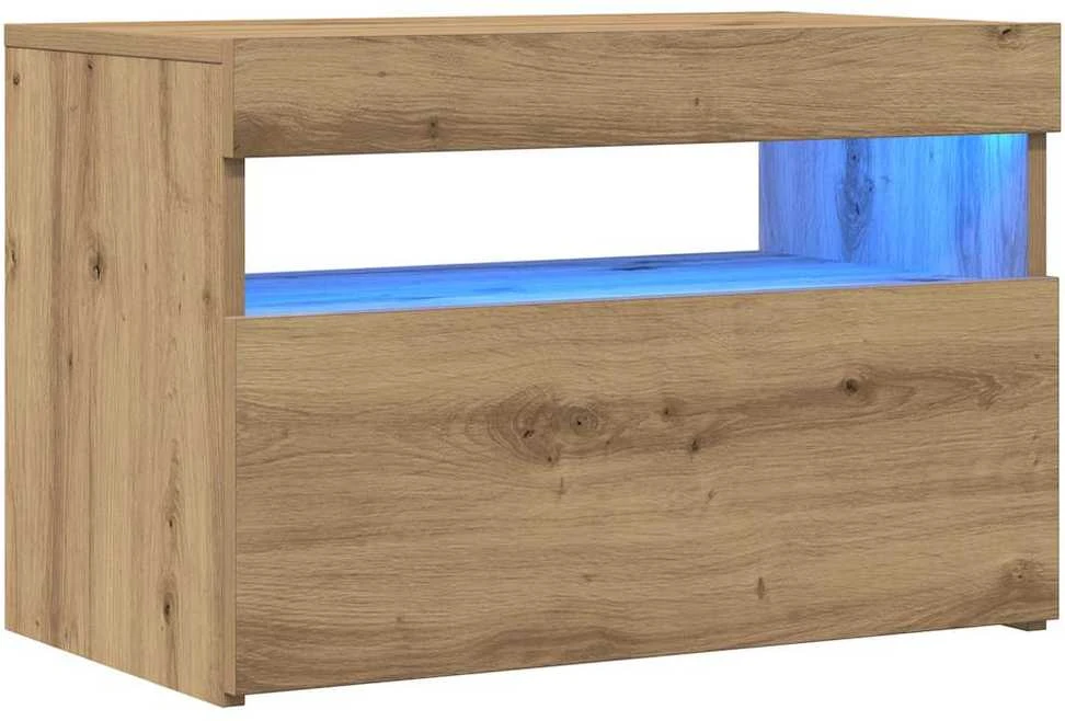 TV staliukas Televizoriaus spintelės su LED, 2vnt., artisano, mediena