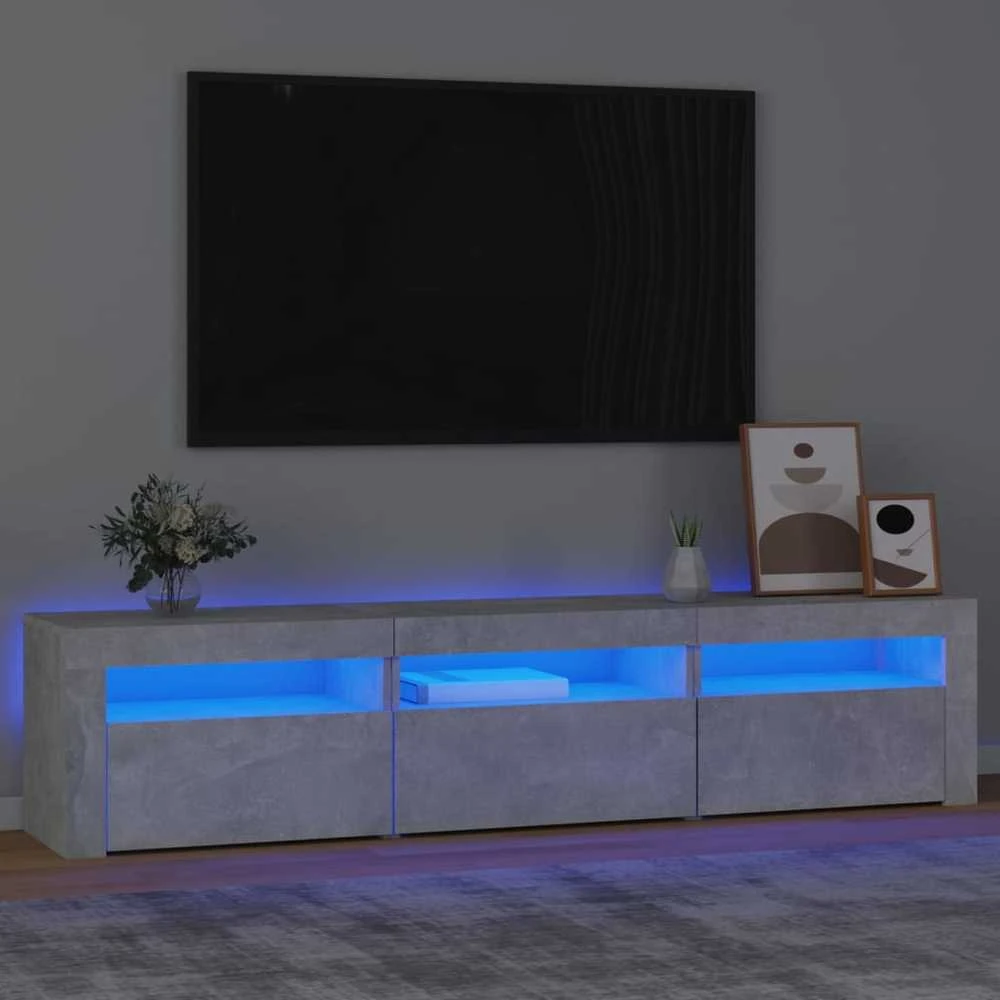 TV staliukas TV spintelė su LED apšvietimu, betono pilka, 180x35x40cm