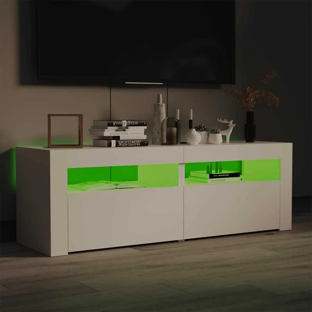 TV staliukas TV spintelė su LED apšvietimu, balta spalva, 120x35x40 cm