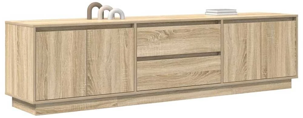 TV staliukas TV spintelė su LED lemputėmis, ąžuolo spalvos, 193,5x41x50 cm