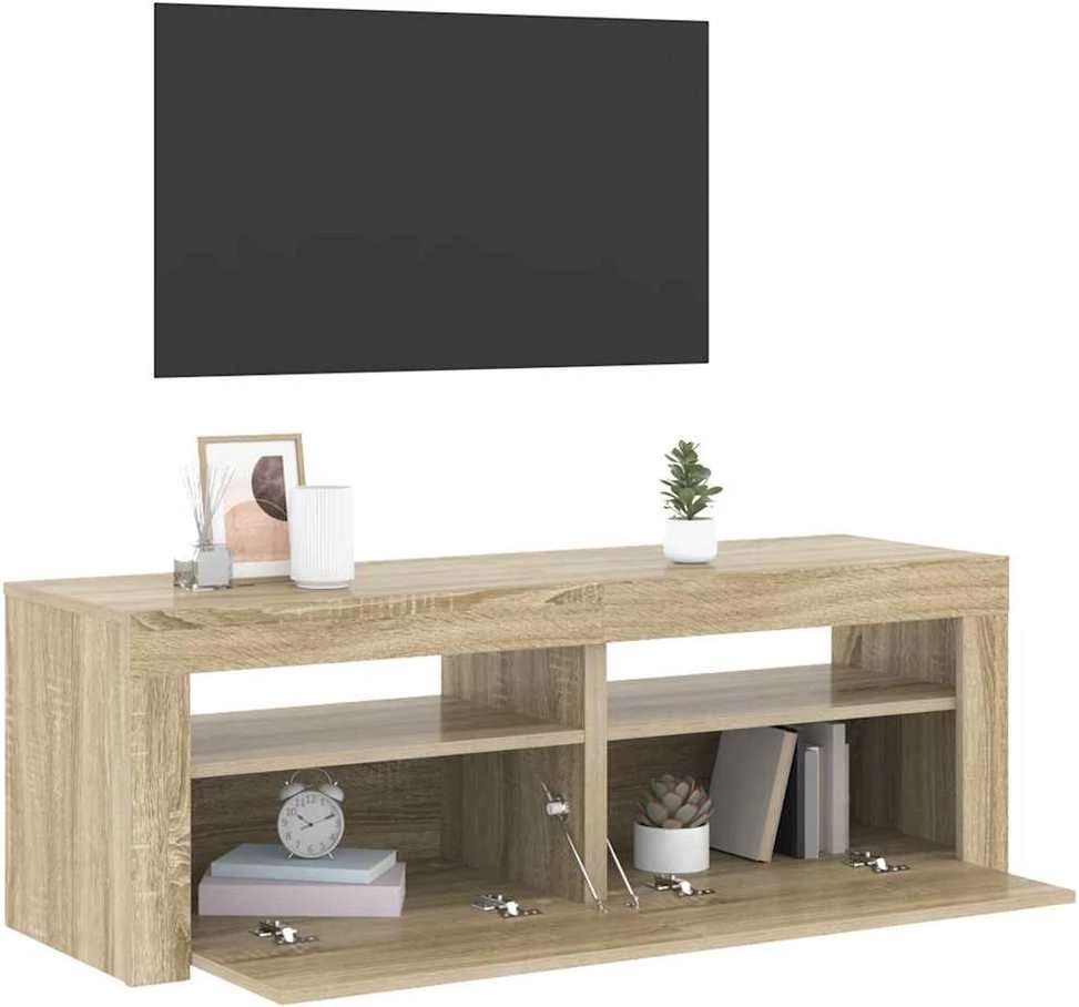 TV staliukas TV spintelė su LED, sonoma ąžuolo, 120x35x40 cm