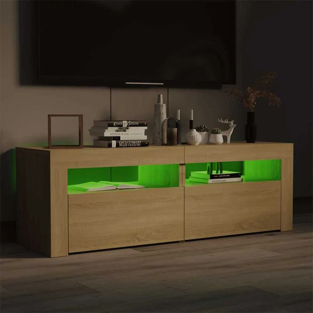 TV staliukas TV spintelė su LED, sonoma ąžuolo, 120x35x40 cm