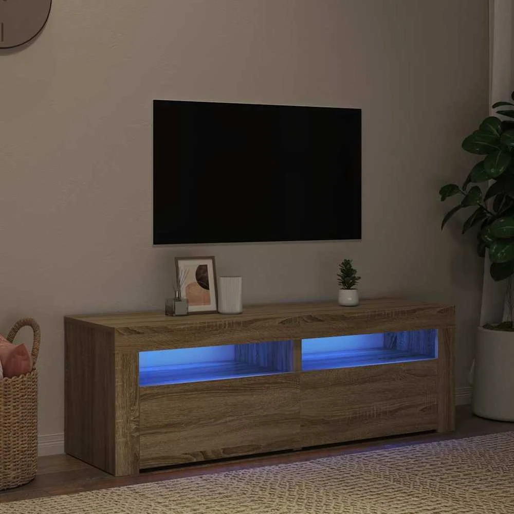 TV staliukas TV spintelė su LED, sonoma ąžuolo, 120x35x40 cm