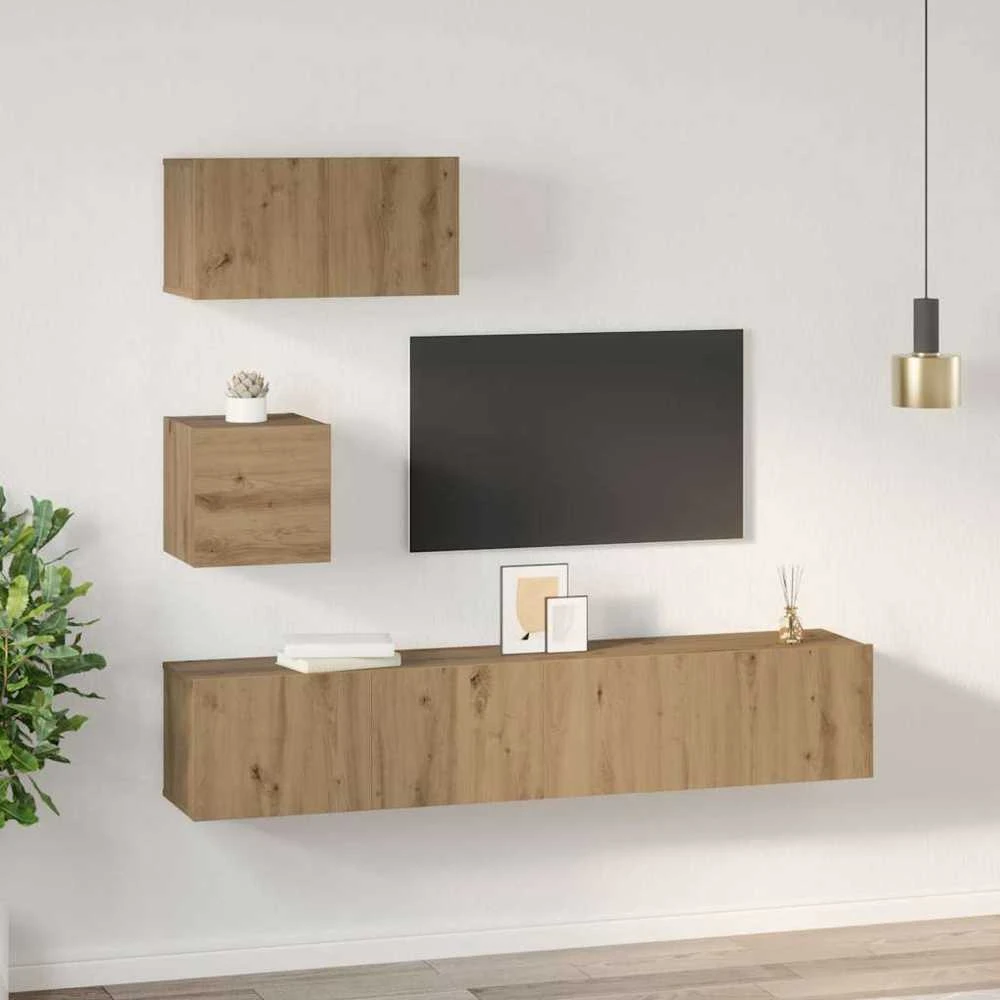 TV staliukas TV spintelių komplektas 3 vnt. Amatininkų ąžuolas