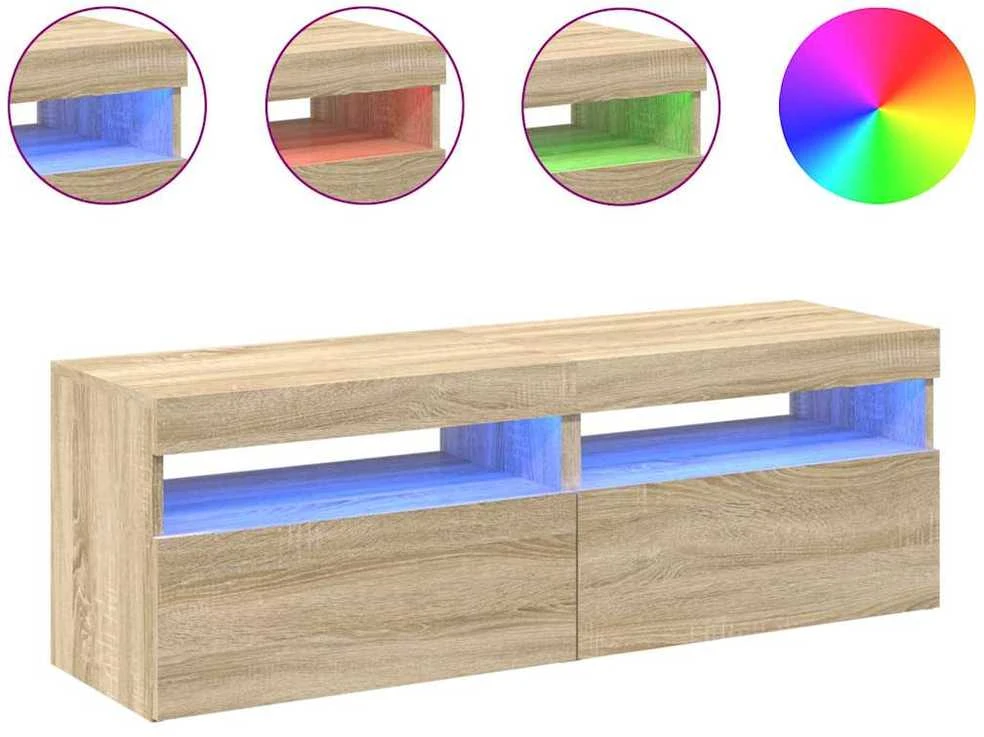 TV staliukas TV spintelės su LED apšvietimu, 2vnt., ąžuolo, 60x35x40cm