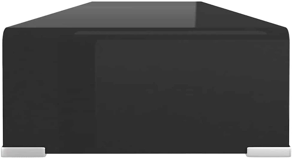 TV stovas/monitoriaus pakyla, juodas stiklas, 100x30x13 cm