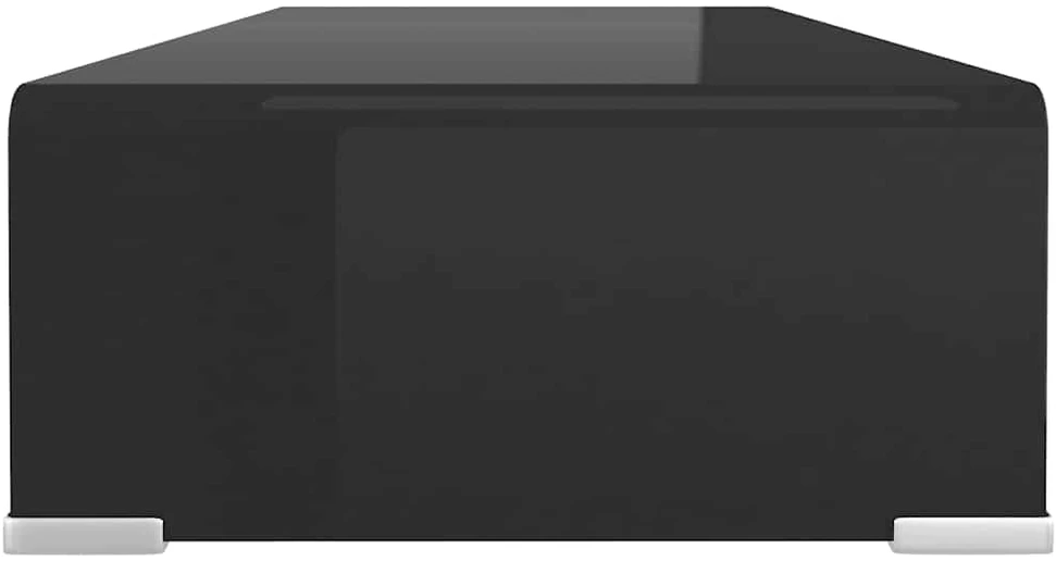 TV stovas/monitoriaus pakyla, juodas stiklas, 70x30x13 cm