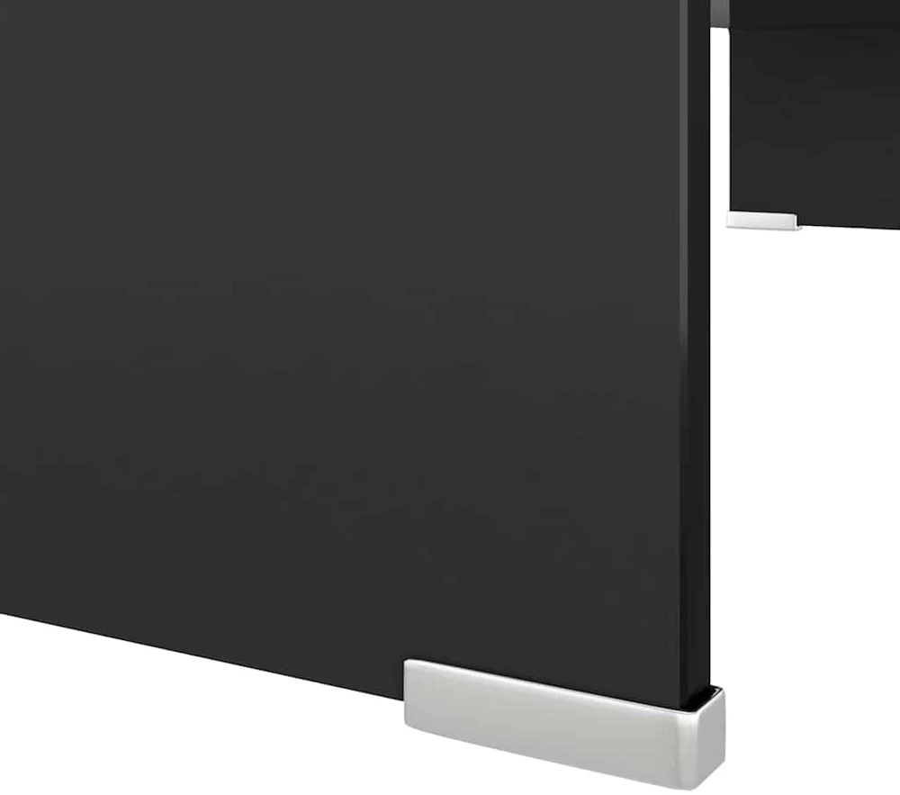TV stovas/monitoriaus pakyla, juodas stiklas, 80x30x13 cm