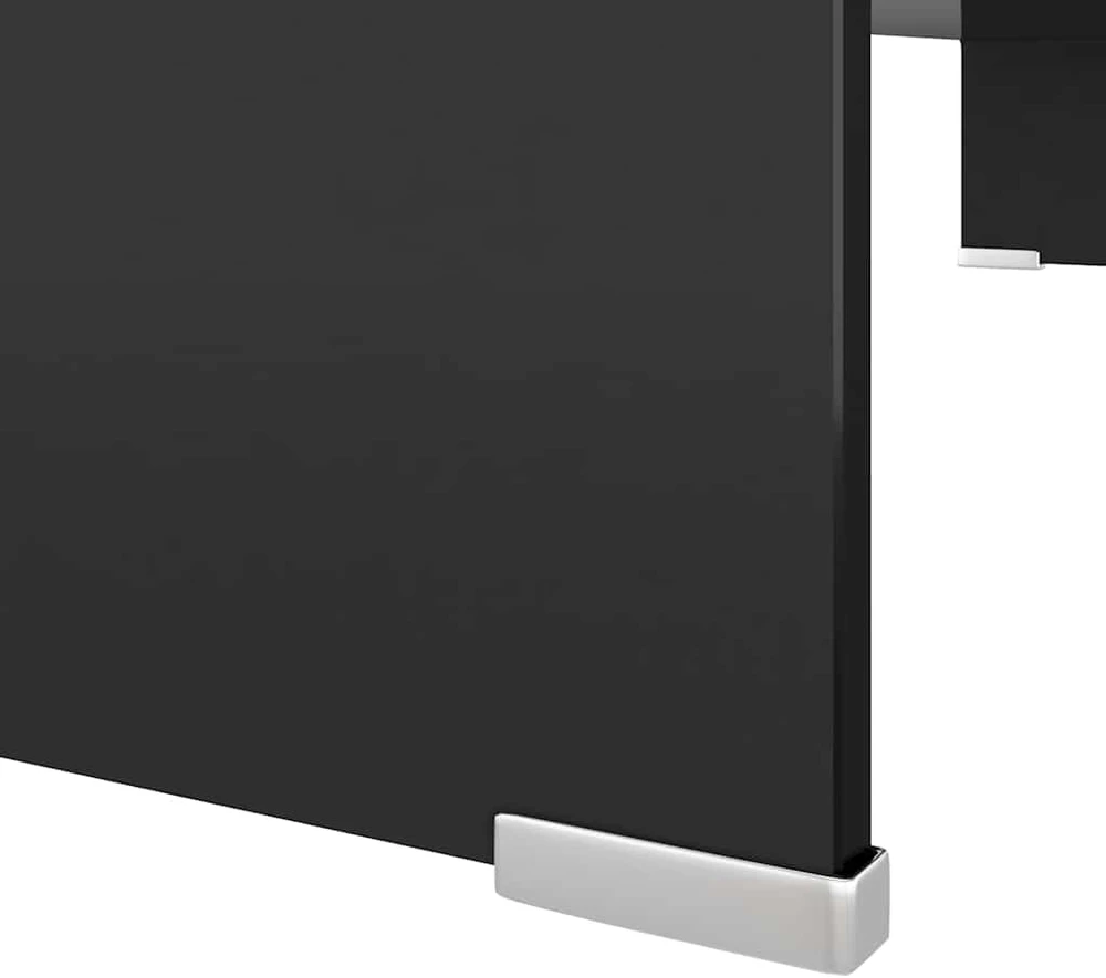 TV stovas/monitoriaus pakyla, juodas stiklas, 90x30x13 cm