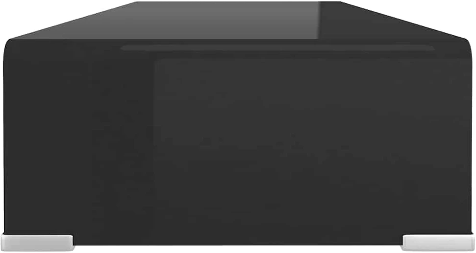 TV stovas/monitoriaus pakyla, juodas stiklas, 80x30x13 cm
