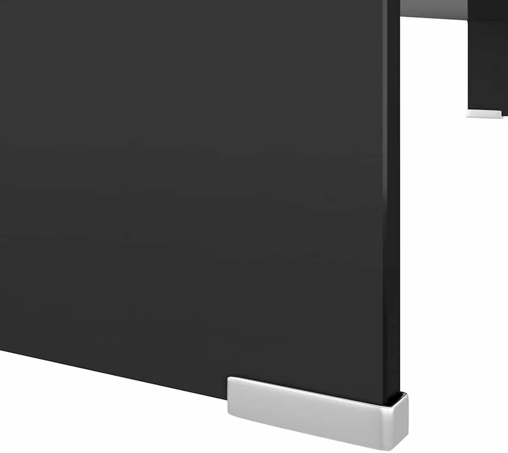 TV stovas/monitoriaus pakyla, juodas stiklas, 100x30x13 cm