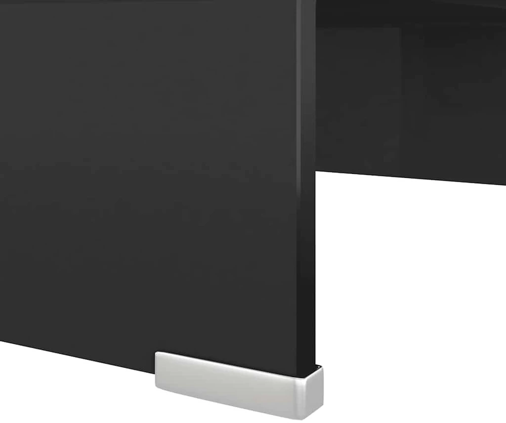 TV stovas/monitoriaus pakyla, juodas stiklas, 40x25x11 cm