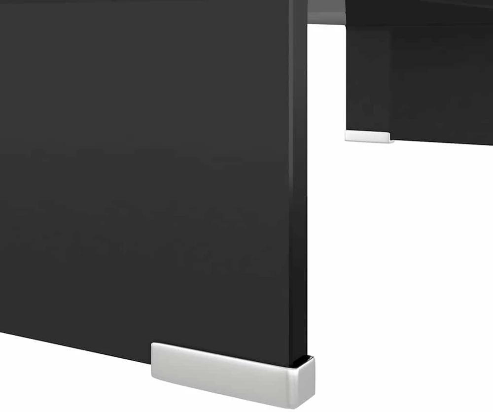 TV stovas/monitoriaus pakyla, juodas stiklas, 60x25x11 cm