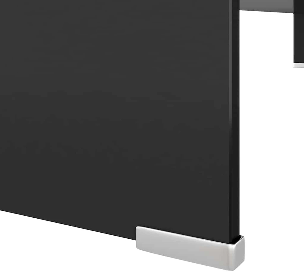 TV stovas/monitoriaus pakyla, juodas stiklas, 110x30x13 cm