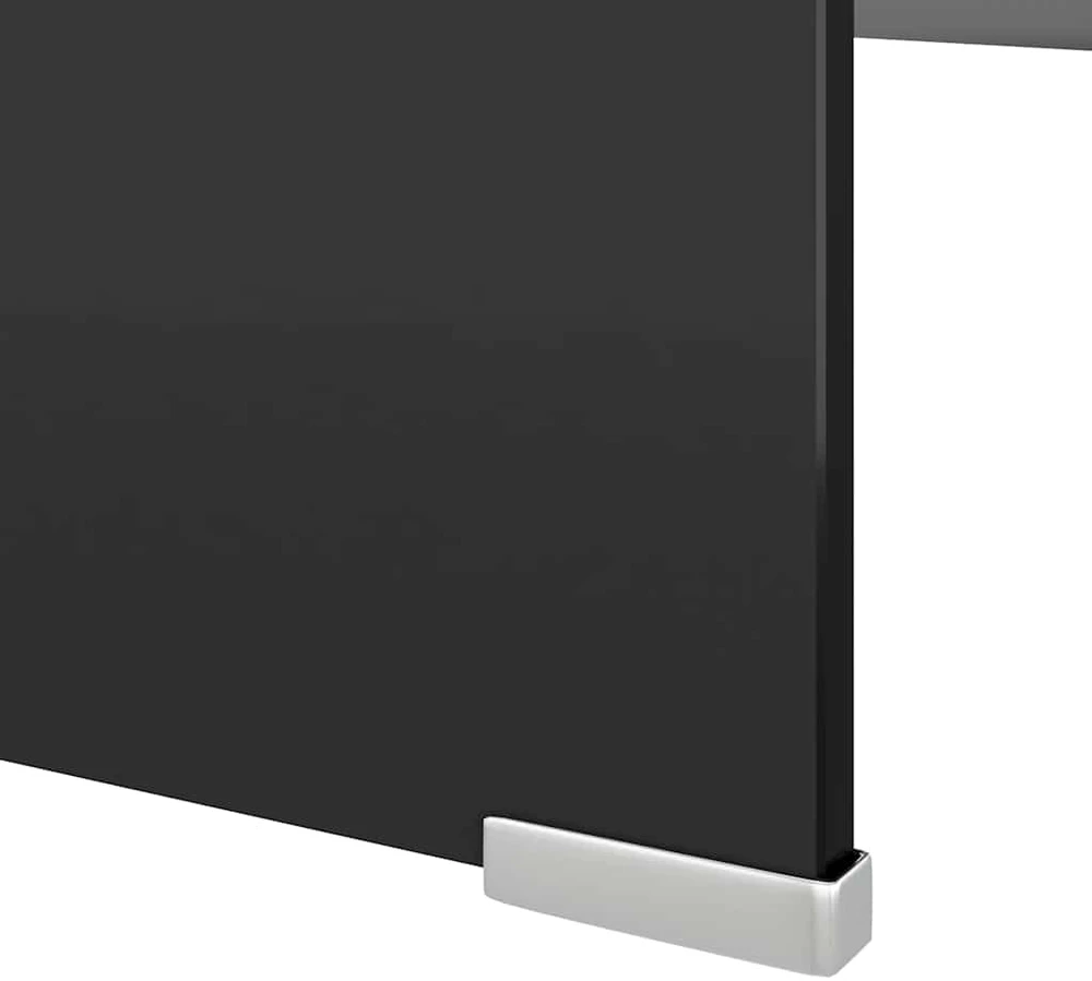 TV stovas/monitoriaus pakyla, juodas stiklas, 120x30x13 cm