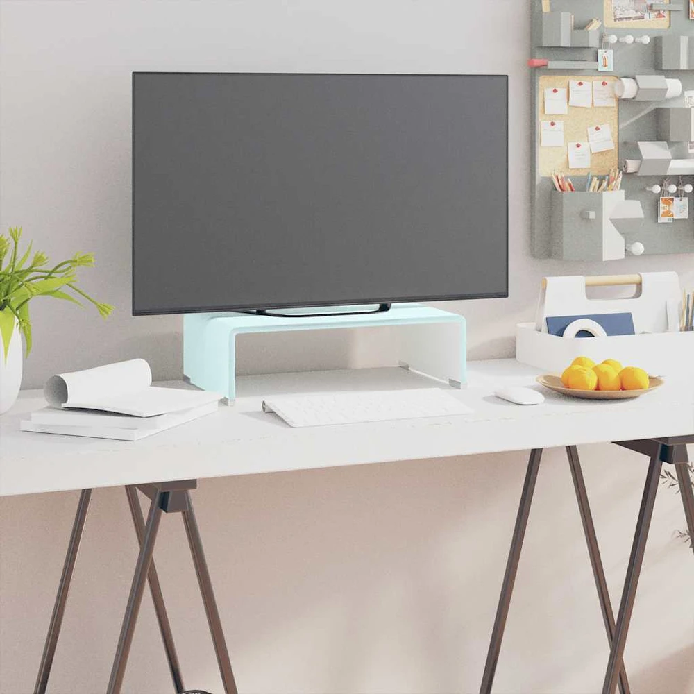 TV stovas/monitoriaus pakyla, žalias, 40x25x11cm, stiklas