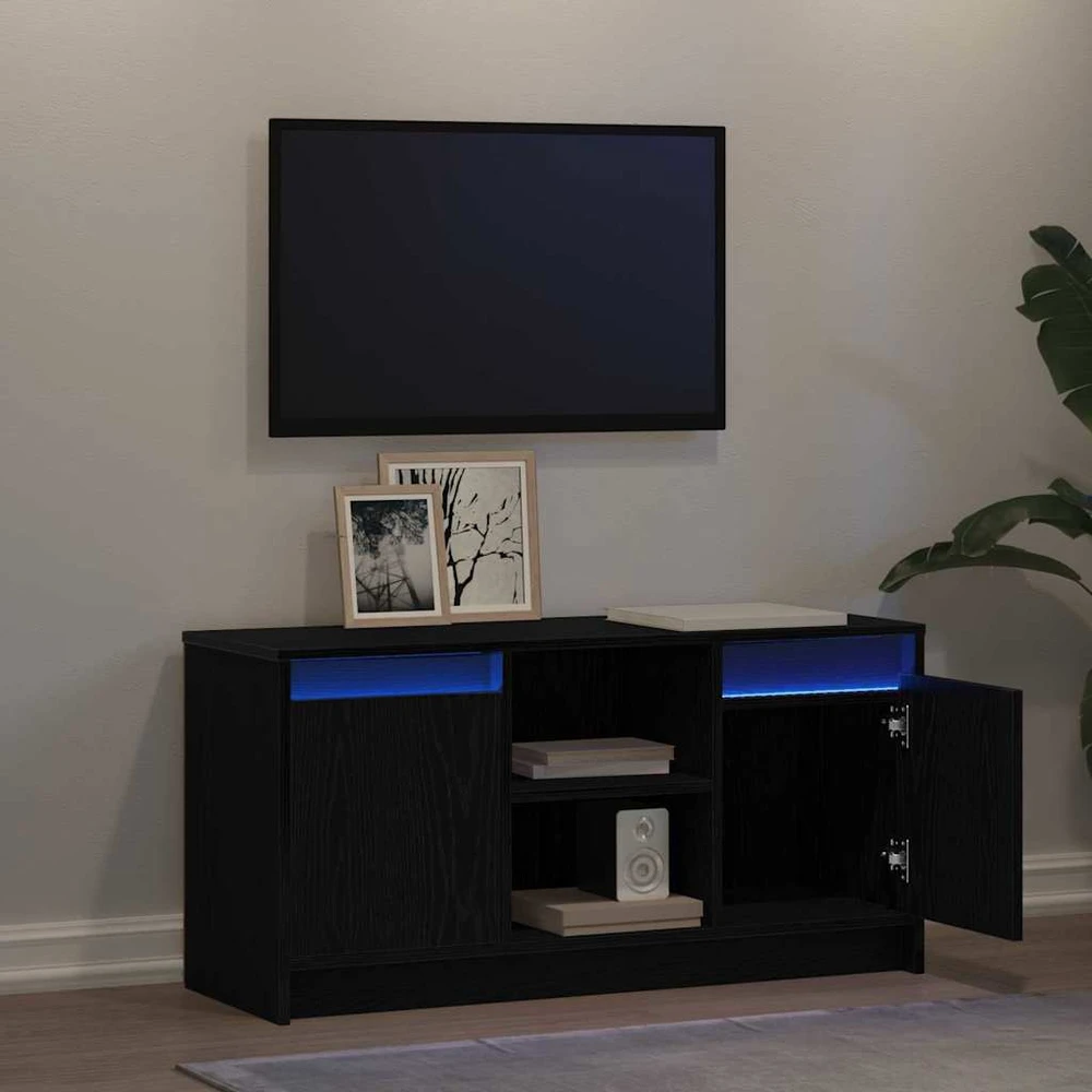 TV staliukas TV vienetai 100 x 34 x 50 cm Juoda Apdirbta mediena