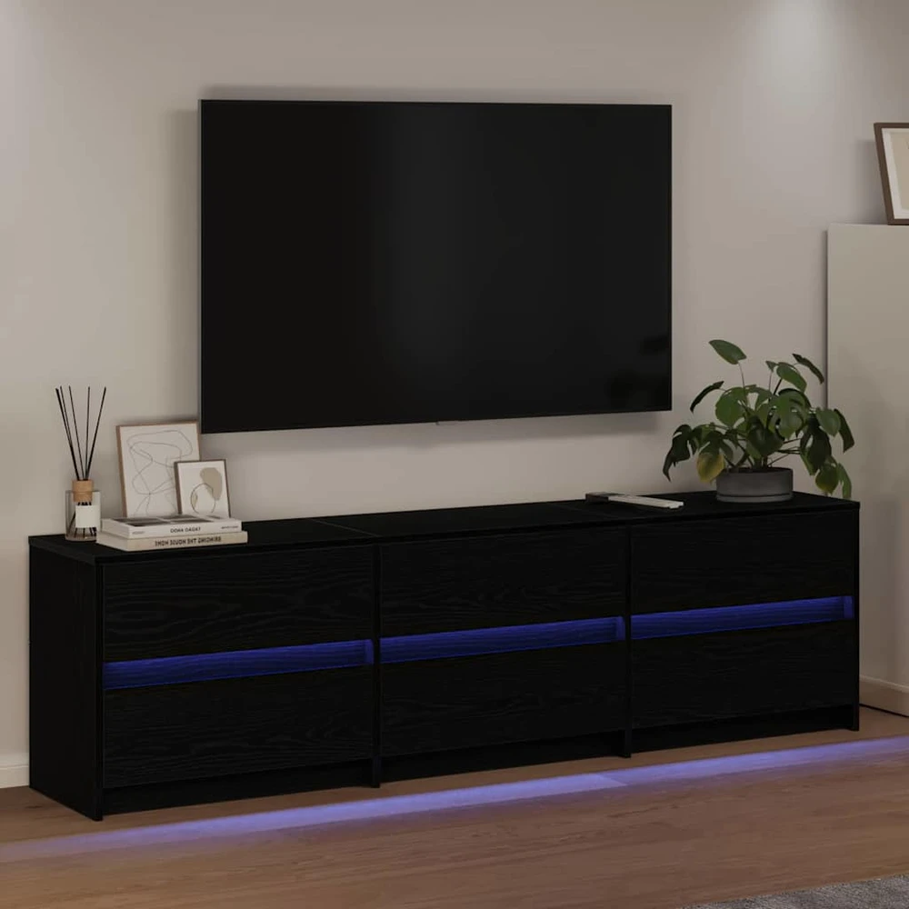TV staliukas TV vienetai 180 x 34 x 50 cm Juodas ąžuolas Apdirbta mediena