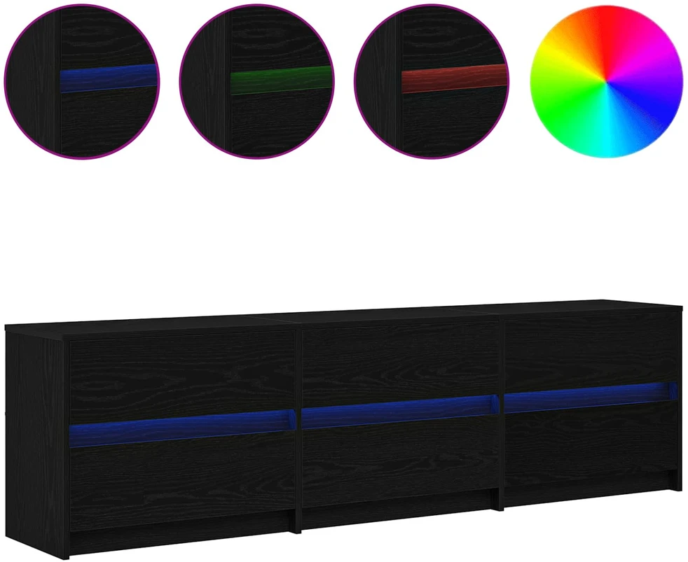 TV staliukas TV vienetai 180 x 34 x 50 cm Juodas ąžuolas Apdirbta mediena