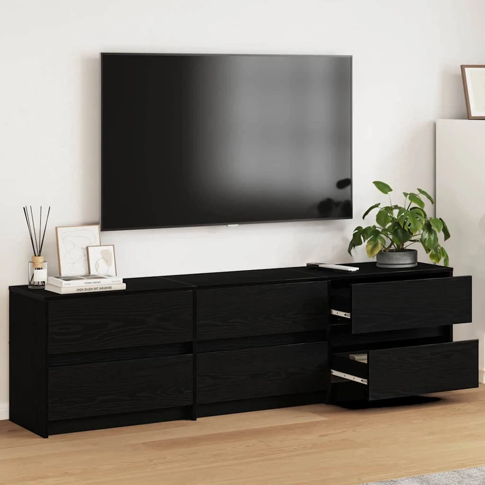 TV staliukas TV vienetai 180 x 34 x 50 cm Juodas ąžuolas Apdirbta mediena