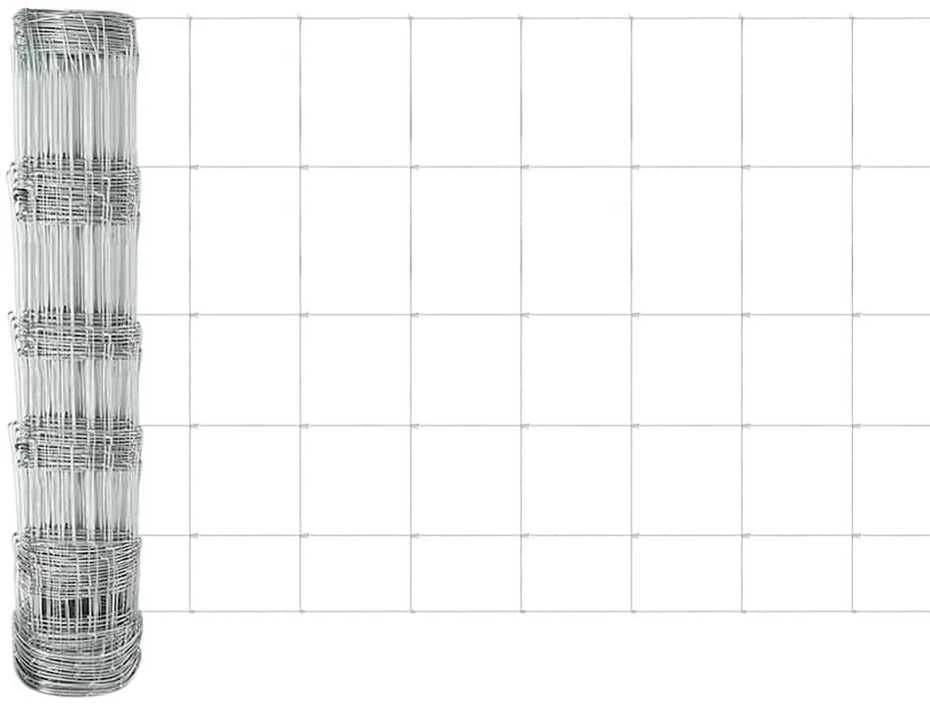 Lauko laukinė tvora su stulpais 50 x 0,8 m Sidabrinė Tinklelis