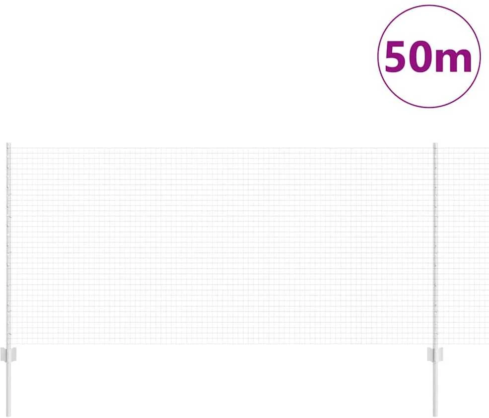 Suvirintas vielos tvora su stulpeliais 50 x 1 m Sidabrinė