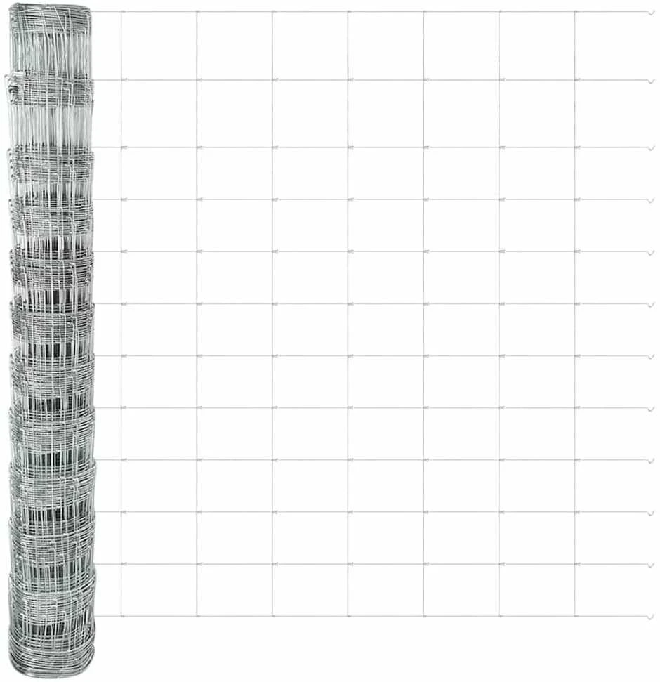 Lauko laukinė tvora su stulpais 50 x 1,2 m Sidabrinė Tinklelis