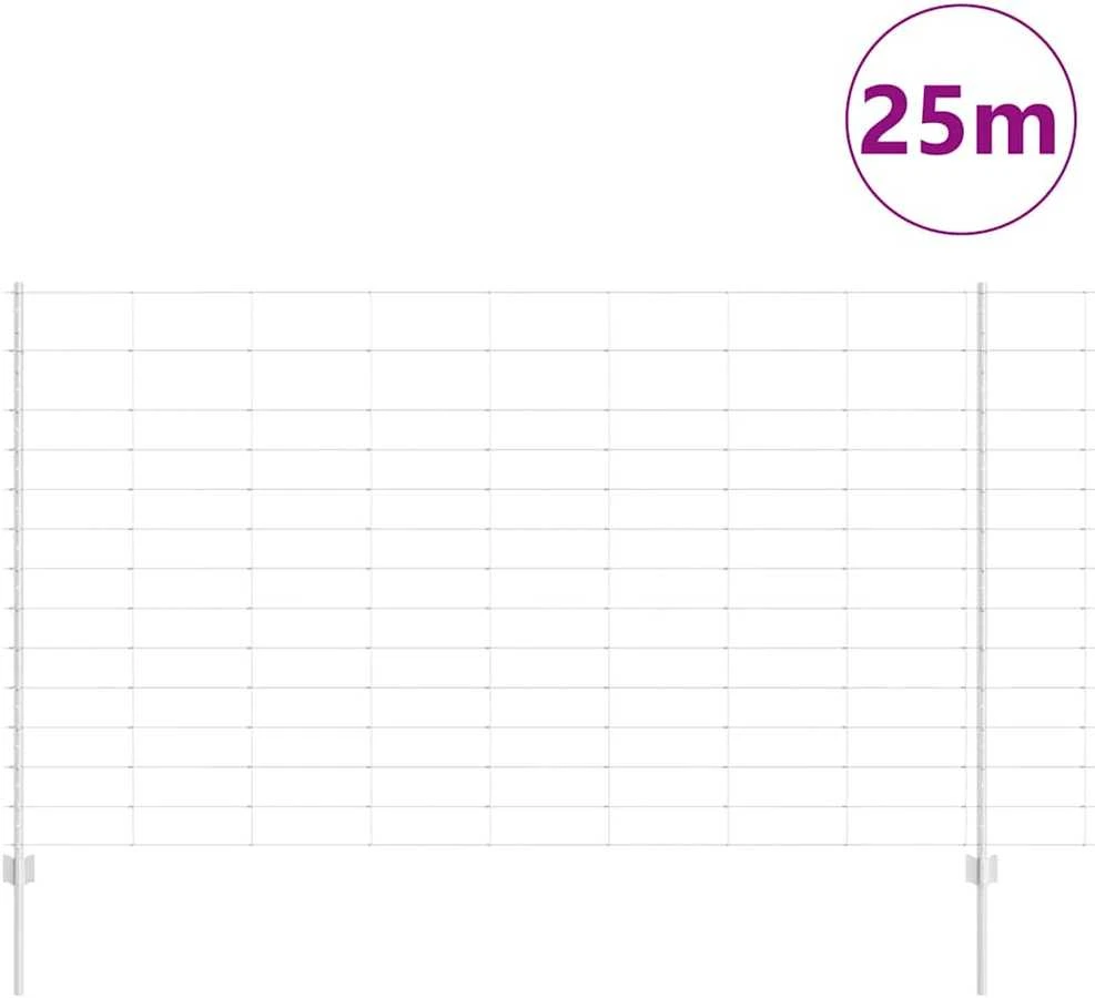 Lauko laukinė tvora su stulpais 25 x 1,4 m Sidabrinė Tinklelis