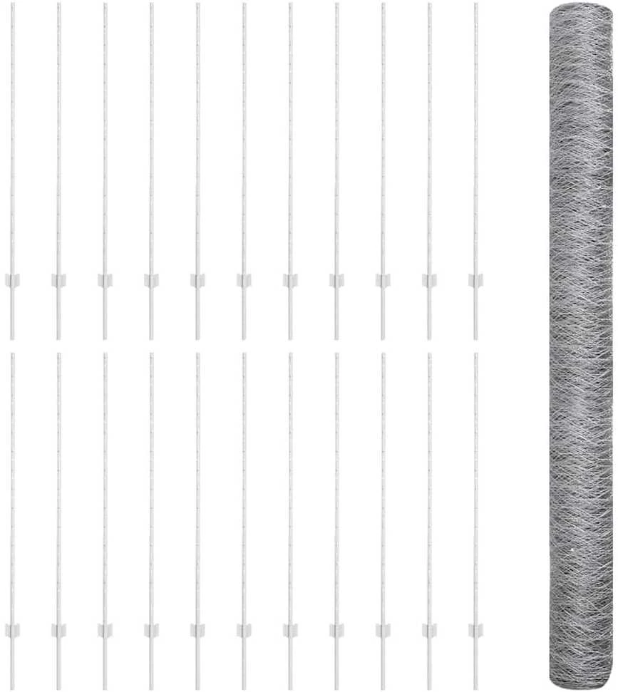 Hexagonal Fence with Post 50 x 1,4 m Galvanizuotas plienas