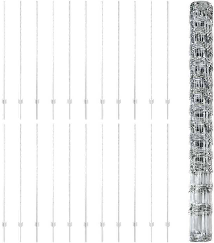 Lauko laukinė tvora su stulpais 50 x 1,6 m Sidabrinė Tinklelis