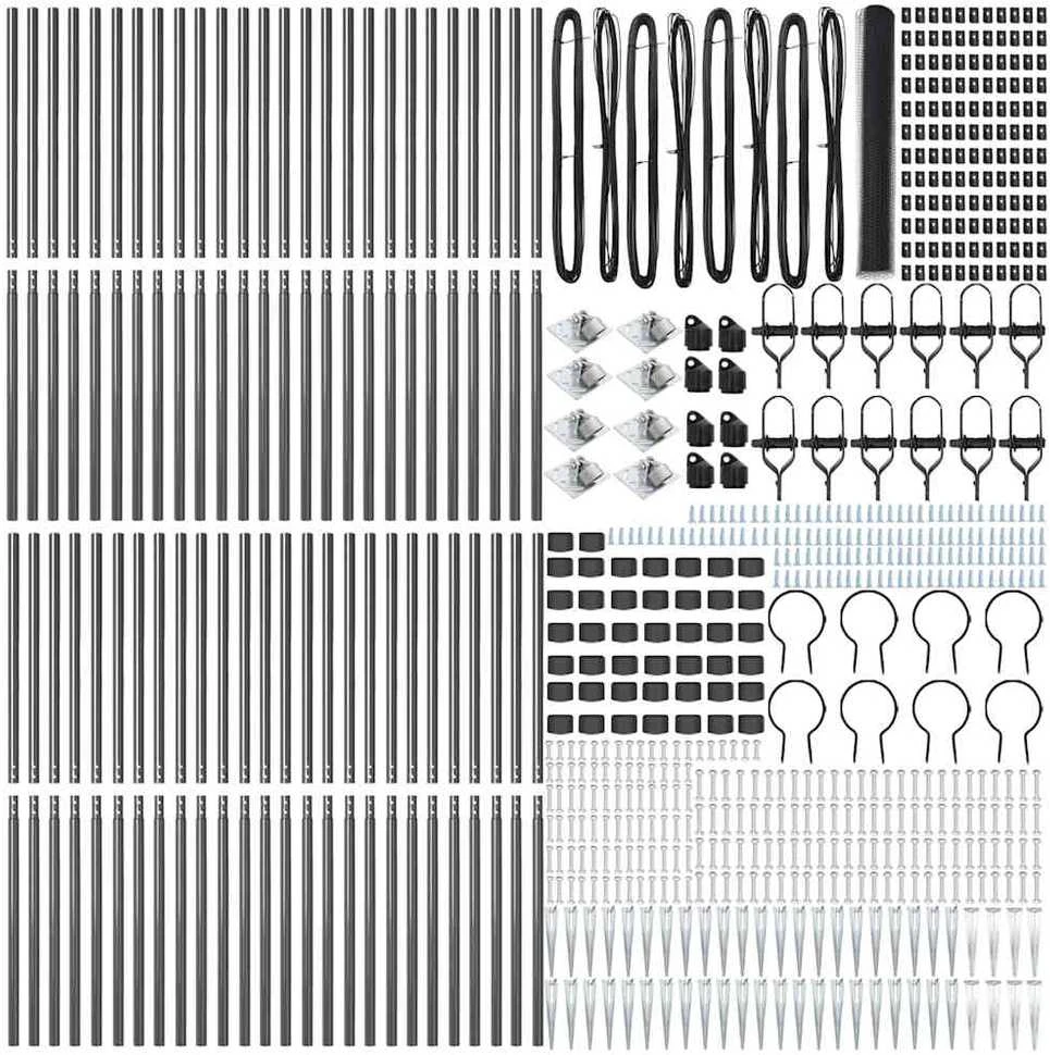 Hexagonal Fence with Post 100 x 1,4 m PVC dengtas plienas Pilka
