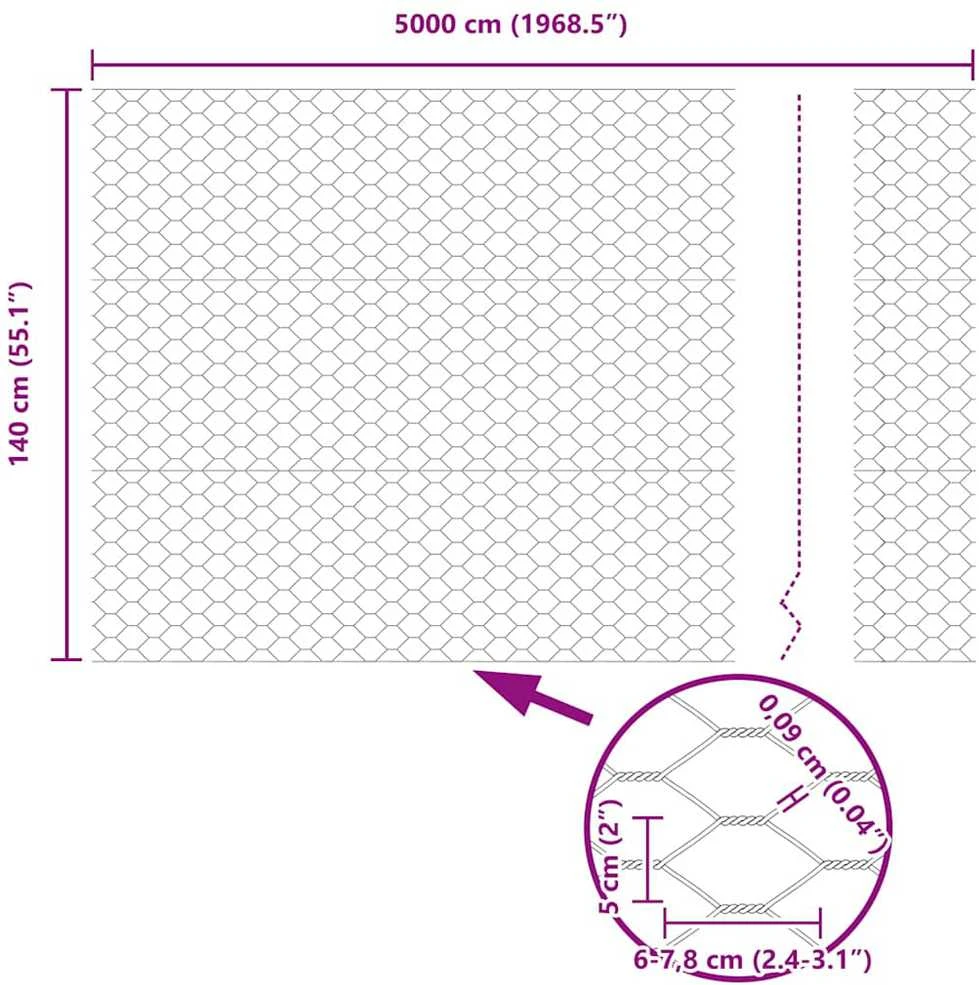 Hexagonal Fence with Post 50 x 1,4 m PVC dengtas plienas Pilka