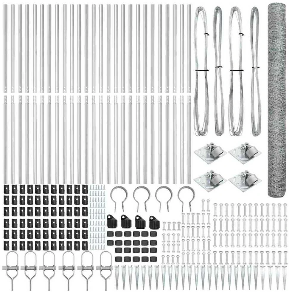 Hexagonal Fence with Post 50 x 1,6 m Galvanizuotas plienas