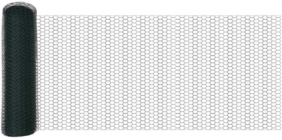 Hexagonal Fence with Post 10 x 0,4 m PVC dengtas plienas Žalia