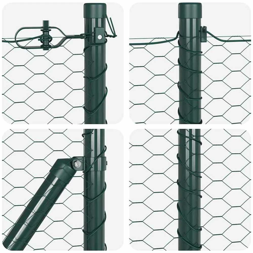 Hexagonal Fence with Post 10 x 0,4 m PVC dengtas plienas Žalia