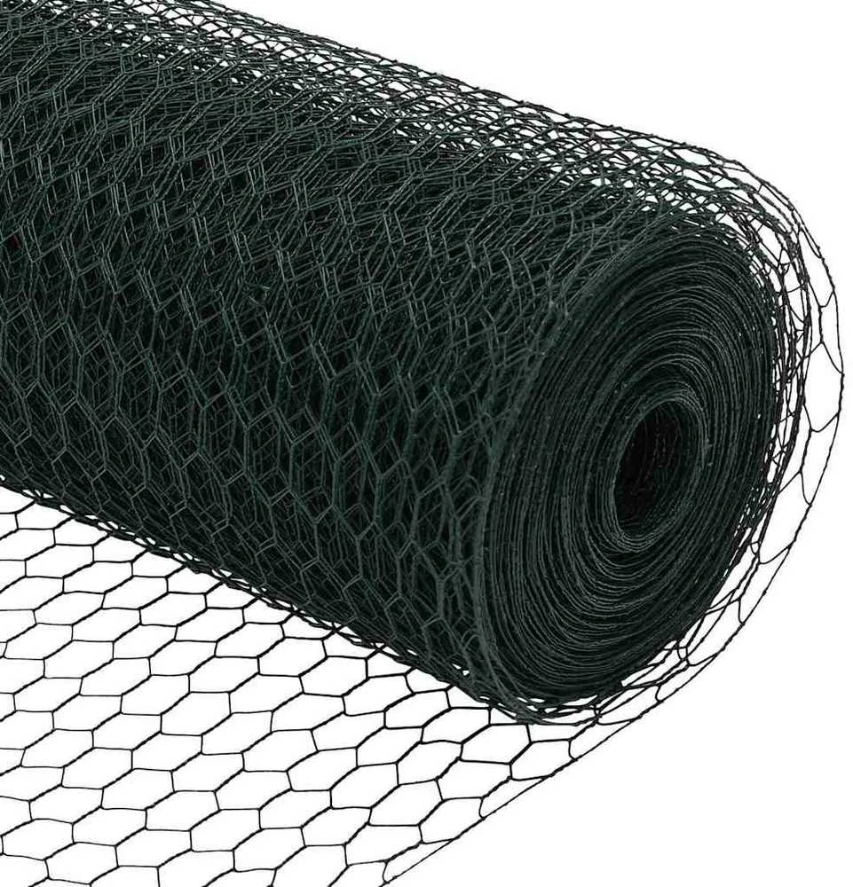 Hexagonal Fence with Post 10 x 1 m PVC dengtas plienas Žalia
