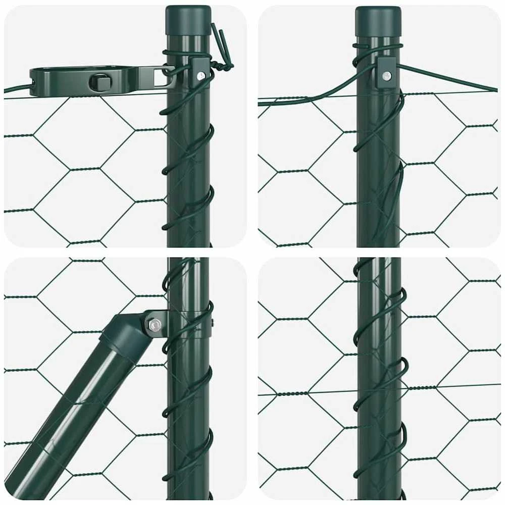 Hexagonal Fence with Post 10 x 1 m PVC dengtas plienas Žalia
