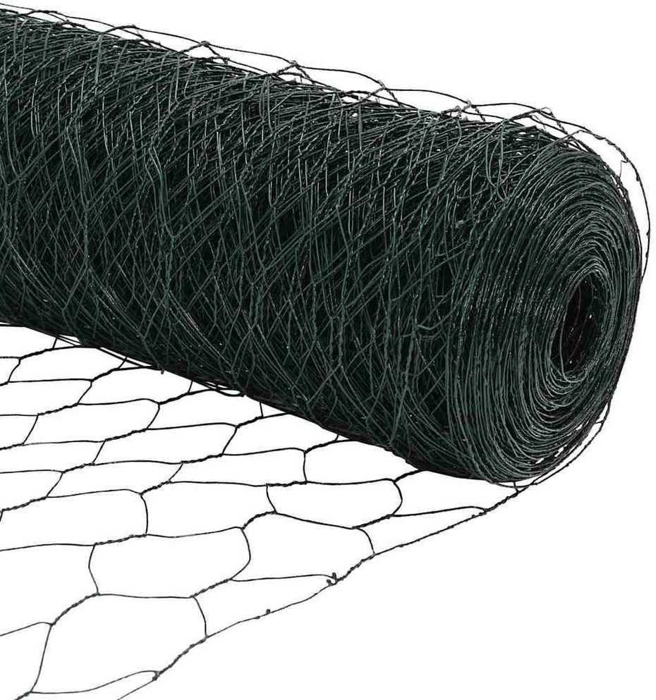 Hexagonal Fence with Post 10 x 1 m PVC dengtas plienas Žalia
