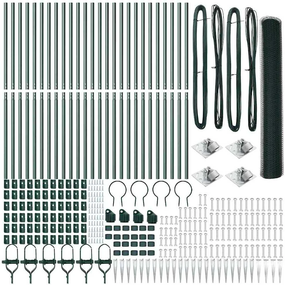 Hexagonal Fence with Post 50 x 1,2 m PVC dengtas plienas Žalia