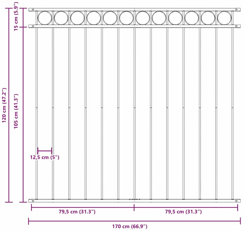 Tvorelių elementas ASSEN 170 x 120 cm Plienas Pilka