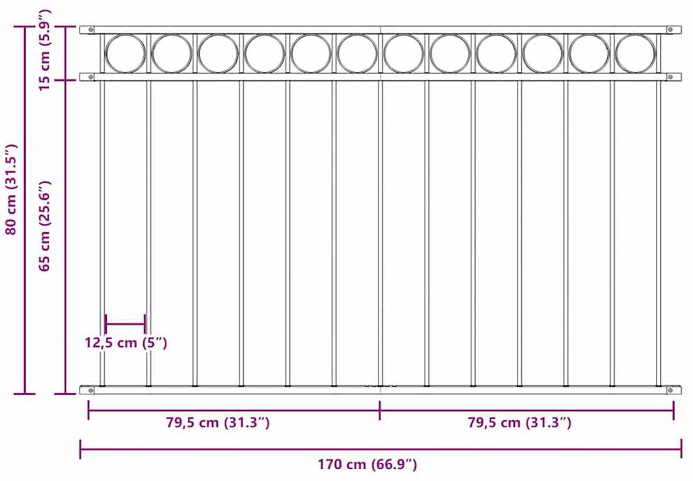 Tvorelių elementas ASSEN 163 x 80 cm Plienas Pilka