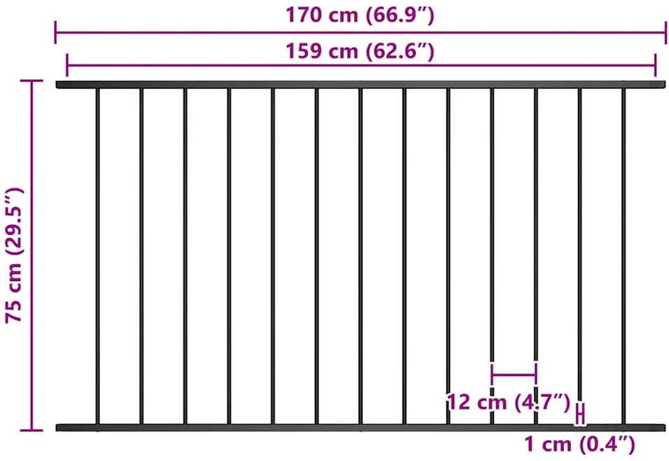 Tvoros plokštė, juodos spalvos, 1,7x0,75m, plienas