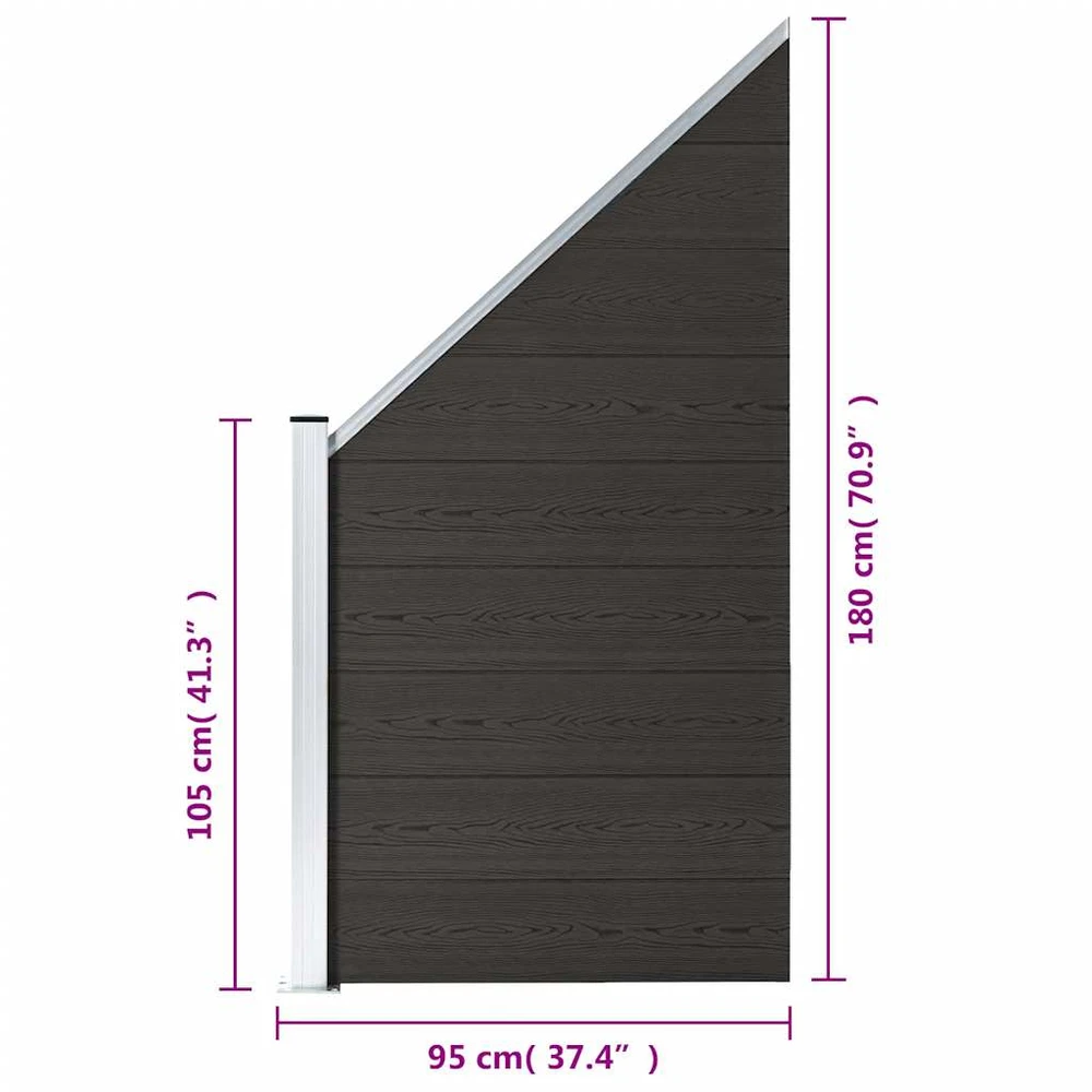 Tvoros segmentas, juodos spalvos, 95x(105-180)cm, WPC